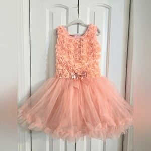 Popatu Peach Floral Tulle Dress Size 5/6